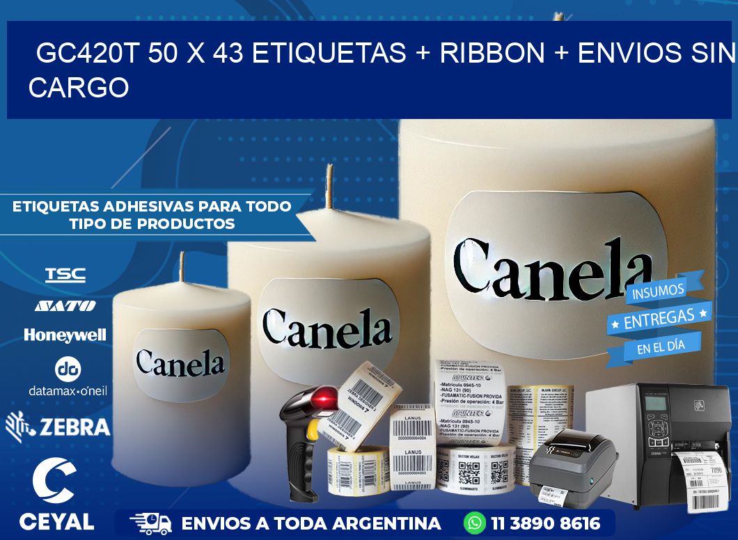 GC420T 50 x 43 etiquetas + ribbon + envios sin cargo