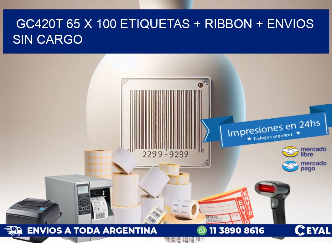 GC420T 65 x 100 etiquetas + ribbon + envios sin cargo
