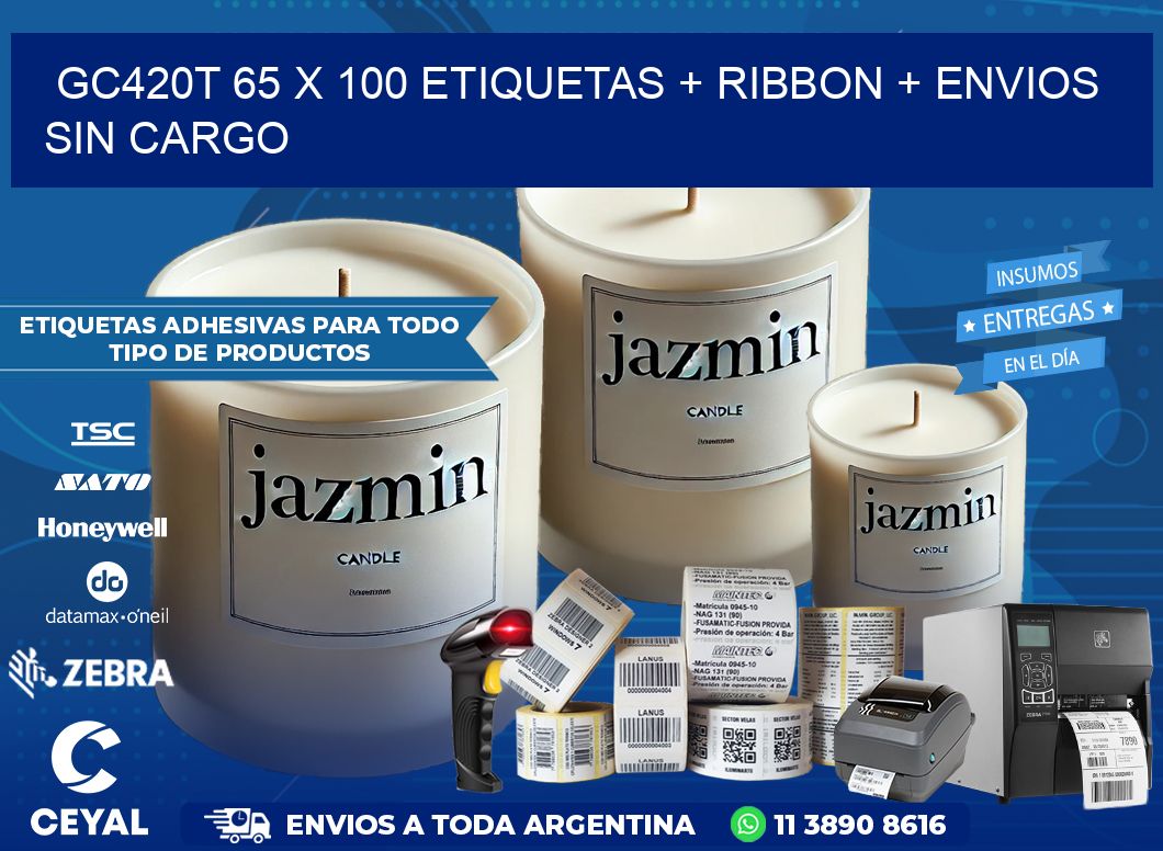GC420T 65 x 100 etiquetas + ribbon + envios sin cargo