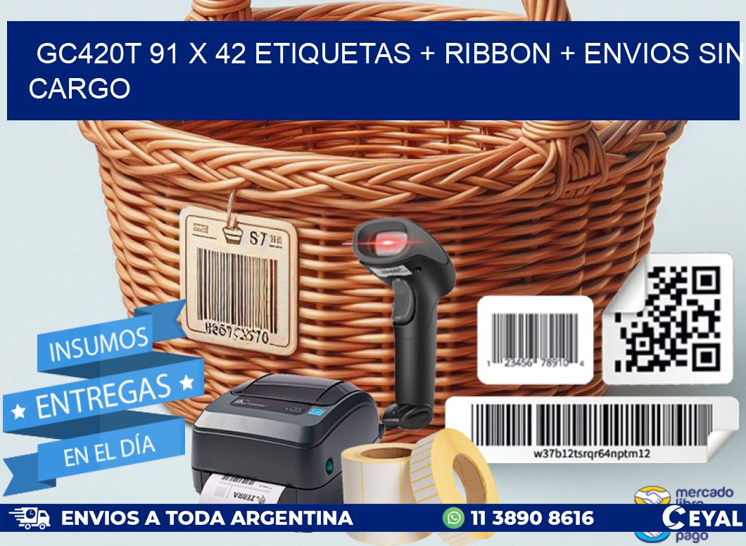 GC420T 91 x 42 etiquetas + ribbon + envios sin cargo