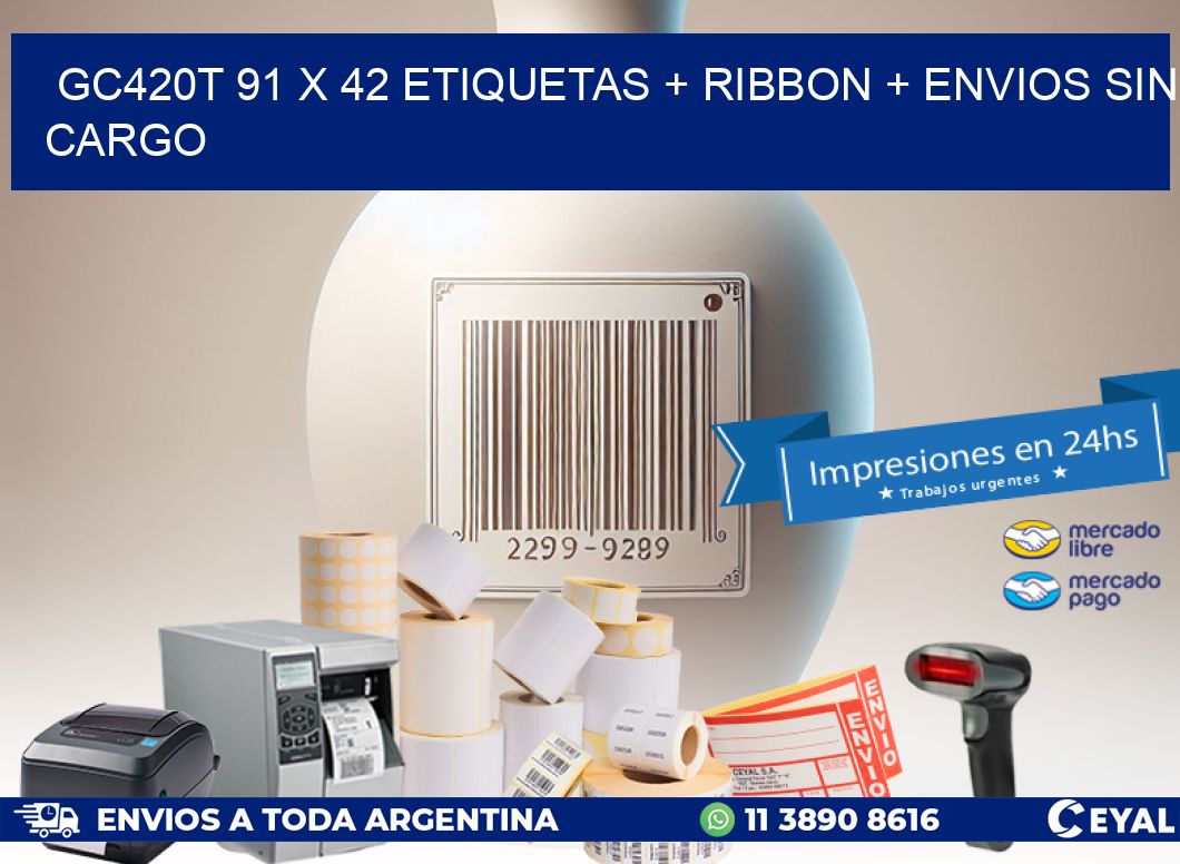 GC420T 91 x 42 etiquetas + ribbon + envios sin cargo