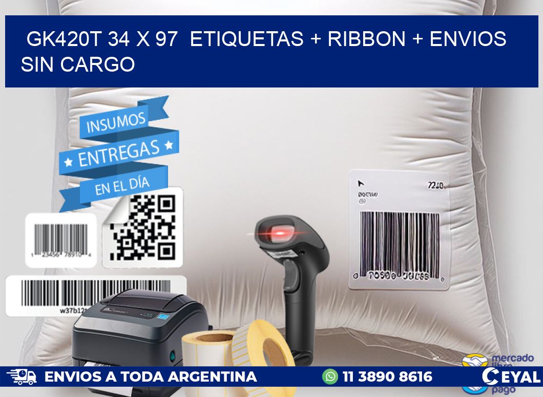 GK420T 34 x 97  etiquetas + ribbon + envios sin cargo