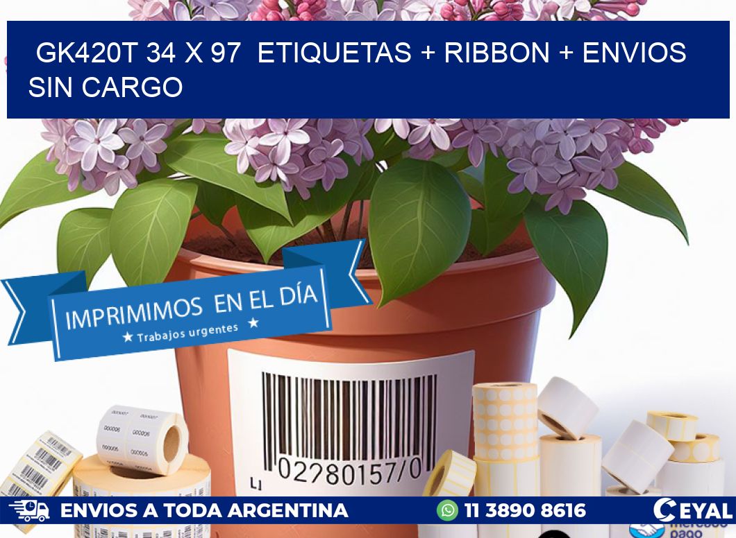 GK420T 34 x 97  etiquetas + ribbon + envios sin cargo
