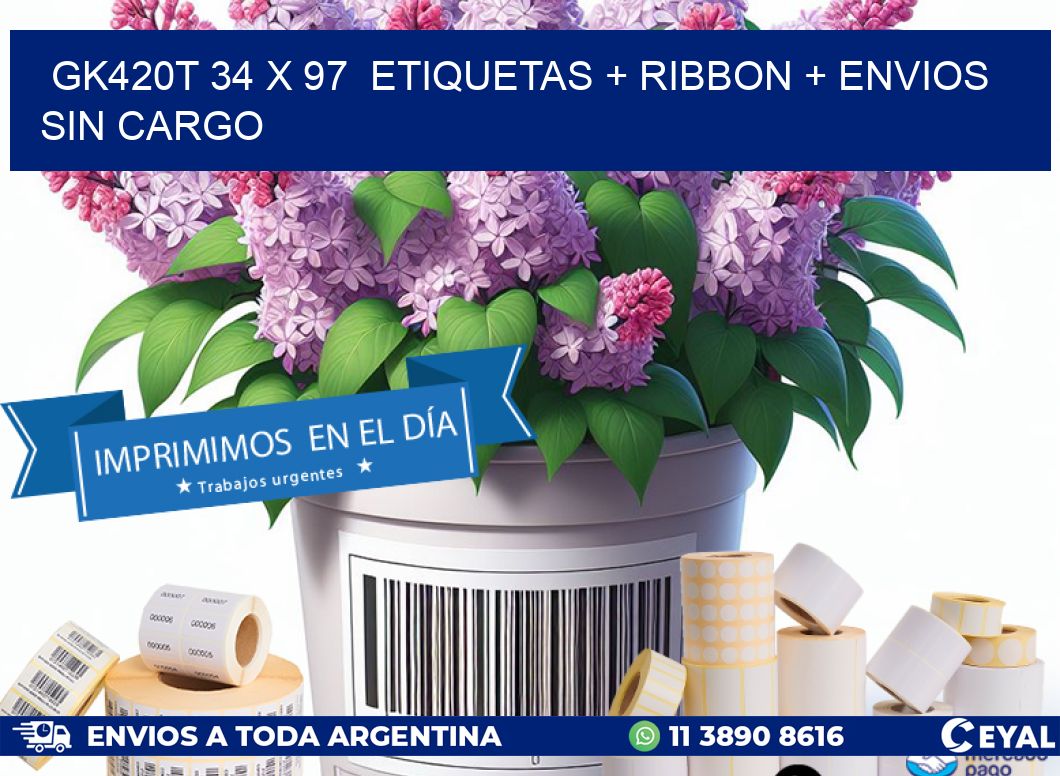 GK420T 34 x 97  etiquetas + ribbon + envios sin cargo
