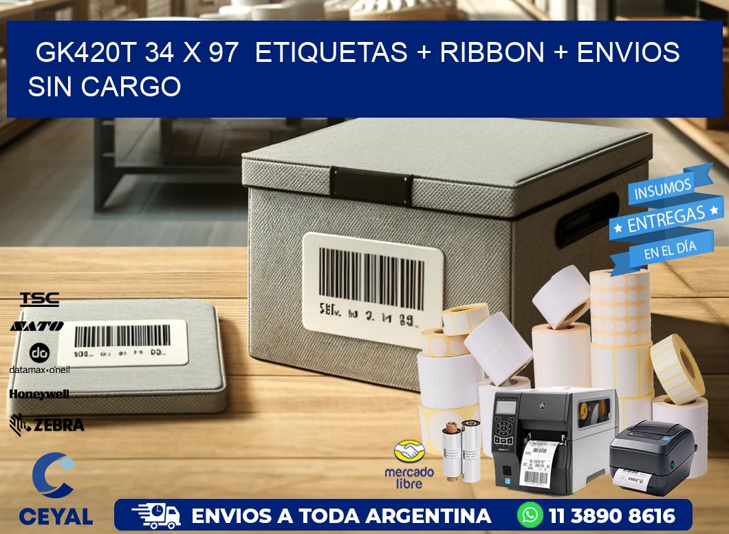 GK420T 34 x 97  etiquetas + ribbon + envios sin cargo