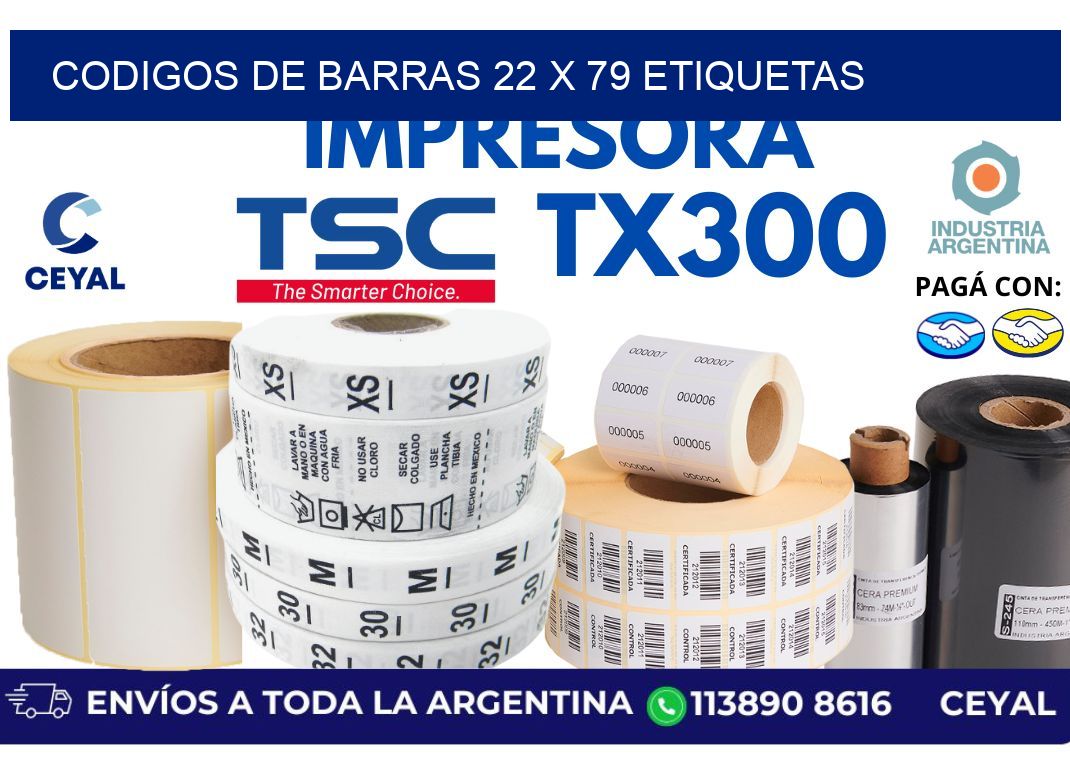 codigos de barras 22 x 79 etiquetas