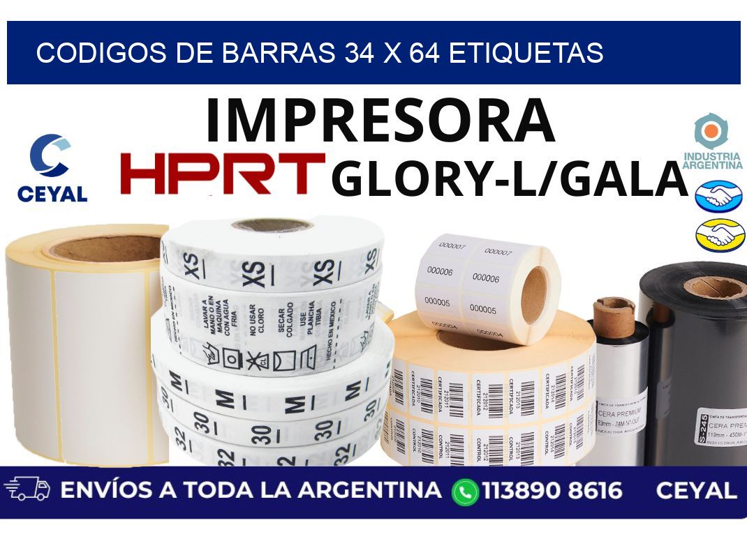codigos de barras 34 x 64 etiquetas