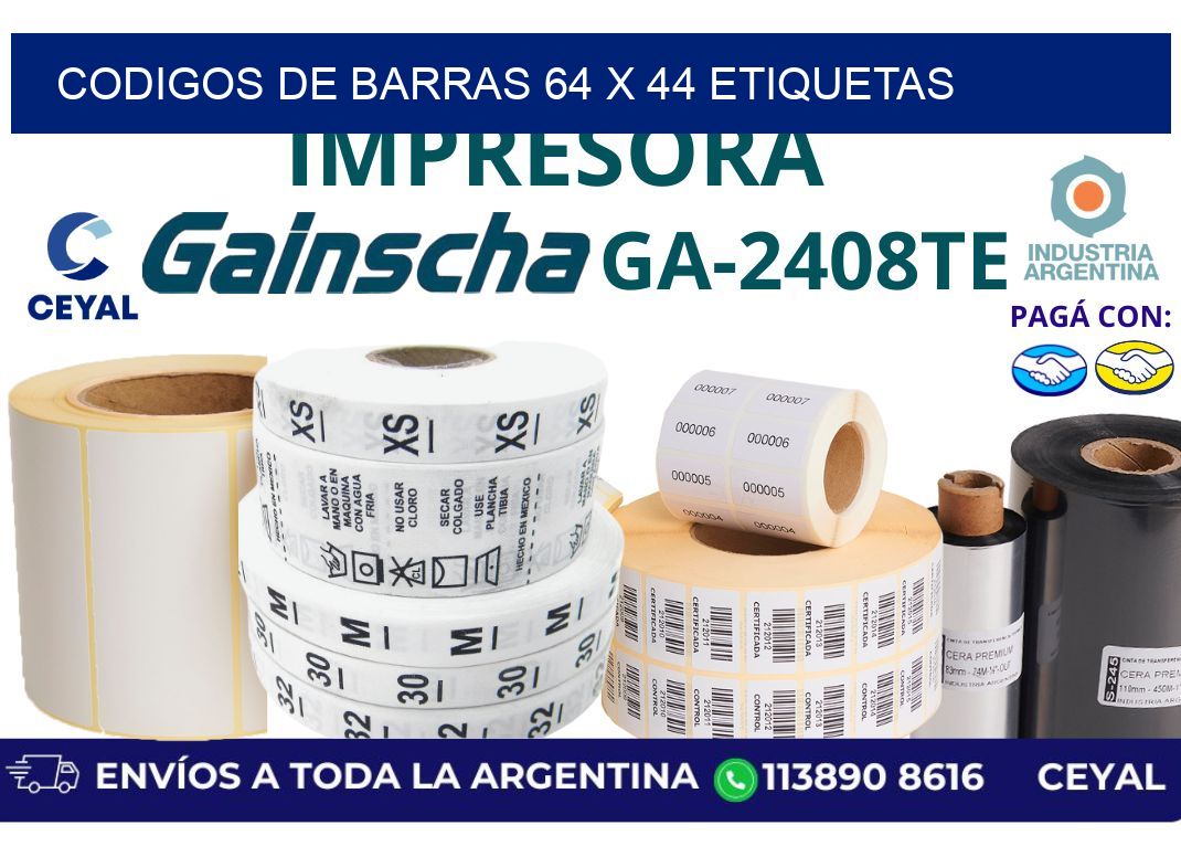 codigos de barras 64 x 44 etiquetas