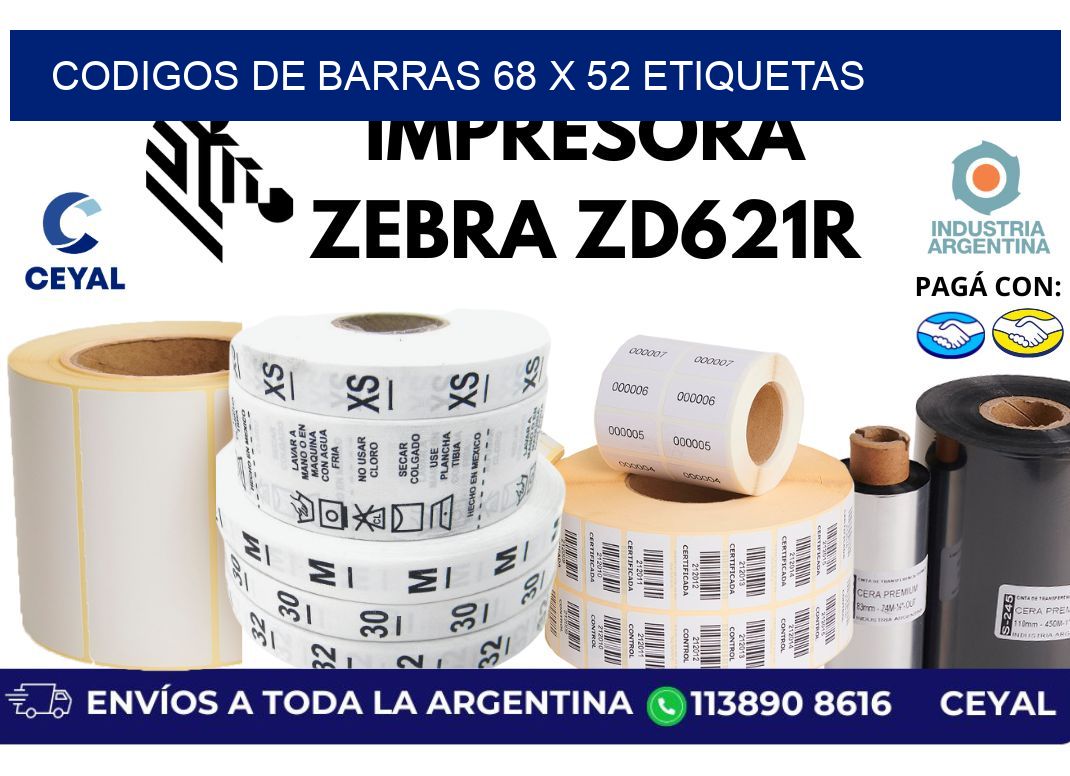 codigos de barras 68 x 52 etiquetas