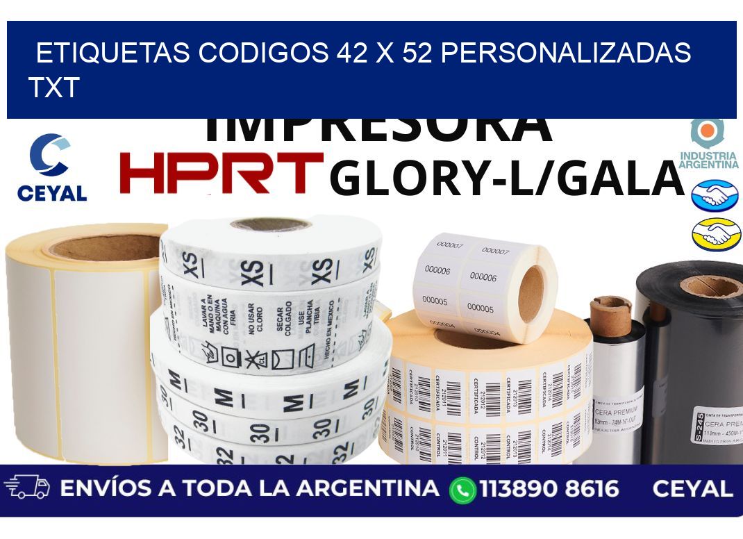 etiquetas codigos 42 x 52 personalizadas txt