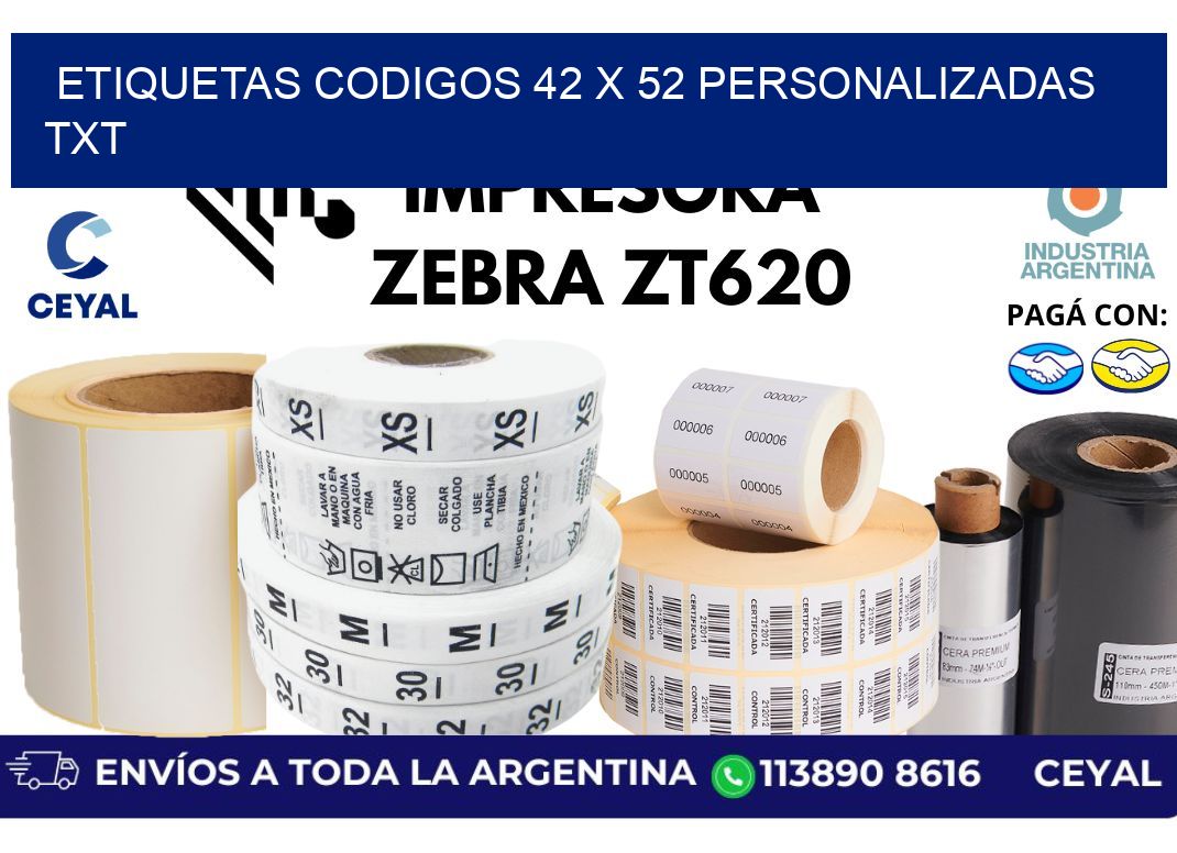 etiquetas codigos 42 x 52 personalizadas txt