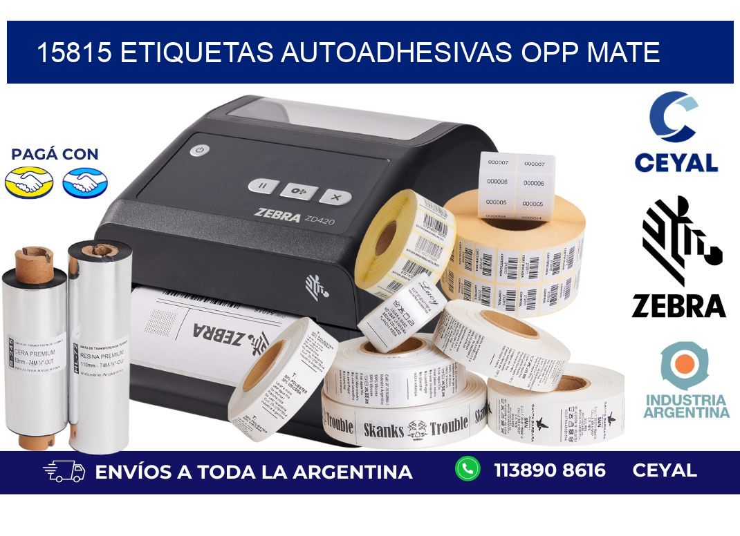 15815 etiquetas autoadhesivas Opp Mate