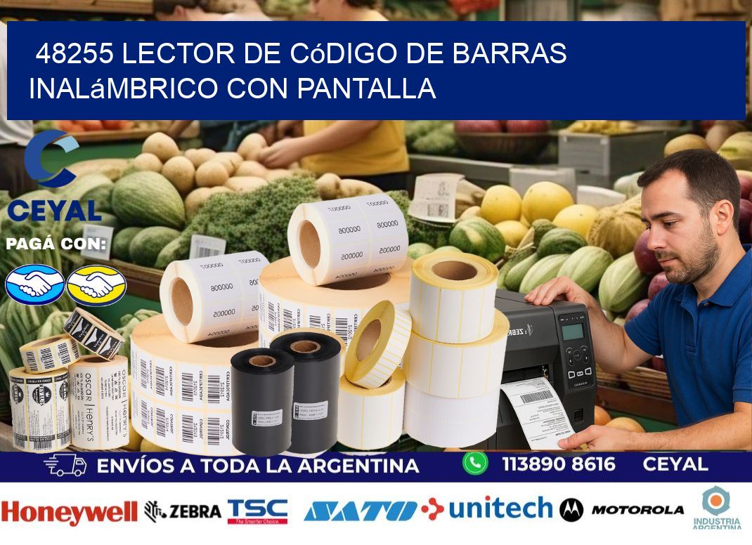 48255 Lector de código de barras inalámbrico con Pantalla
