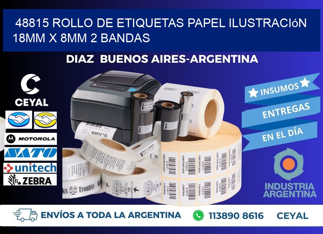 48815 Rollo de Etiquetas Papel Ilustración 18mm x 8mm 2 Bandas