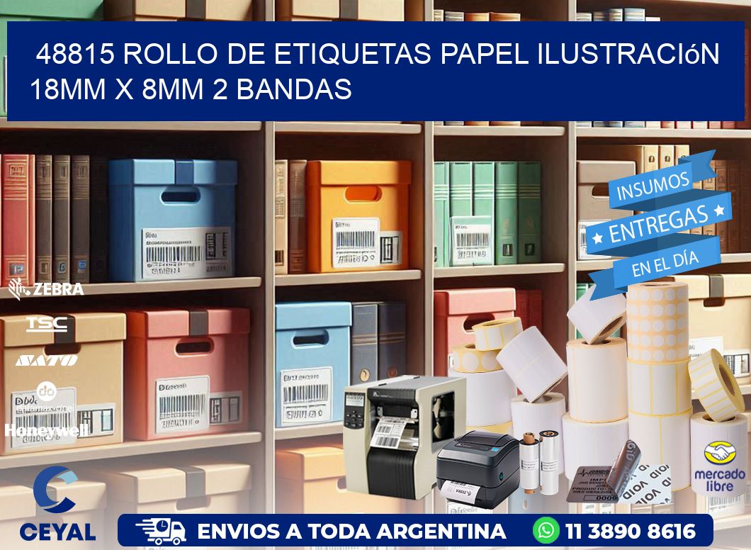 48815 Rollo de Etiquetas Papel Ilustración 18mm x 8mm 2 Bandas