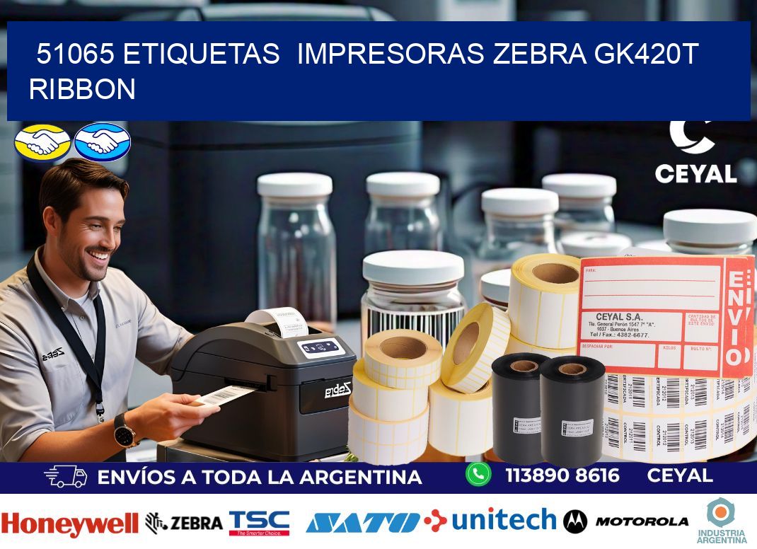 51065 Etiquetas  impresoras zebra gk420t ribbon