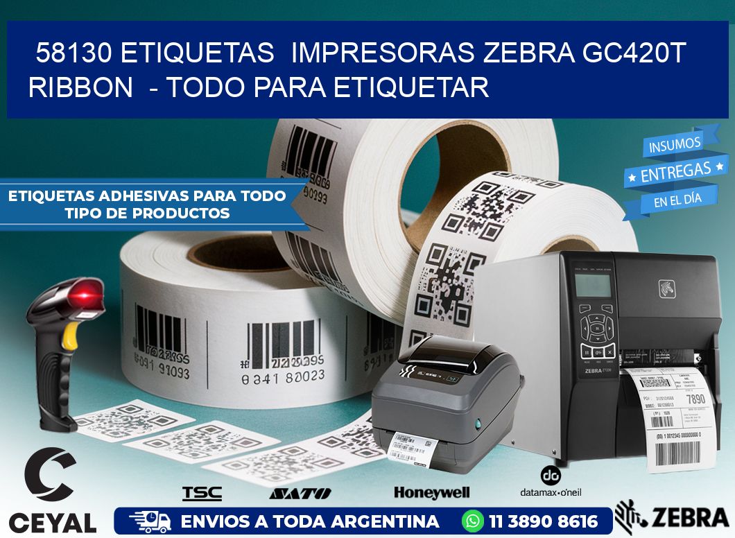 58130 etiquetas impresoras zebra gc420t ribbon - Todo para Etiquetar