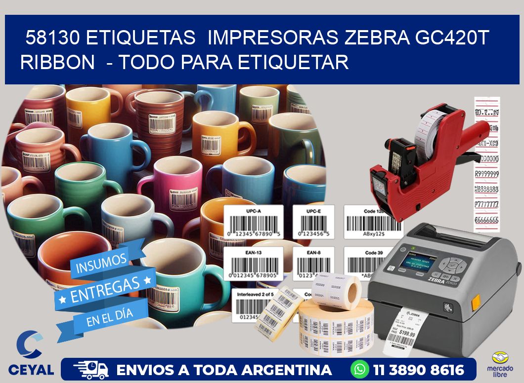 58130 etiquetas impresoras zebra gc420t ribbon - Todo para Etiquetar