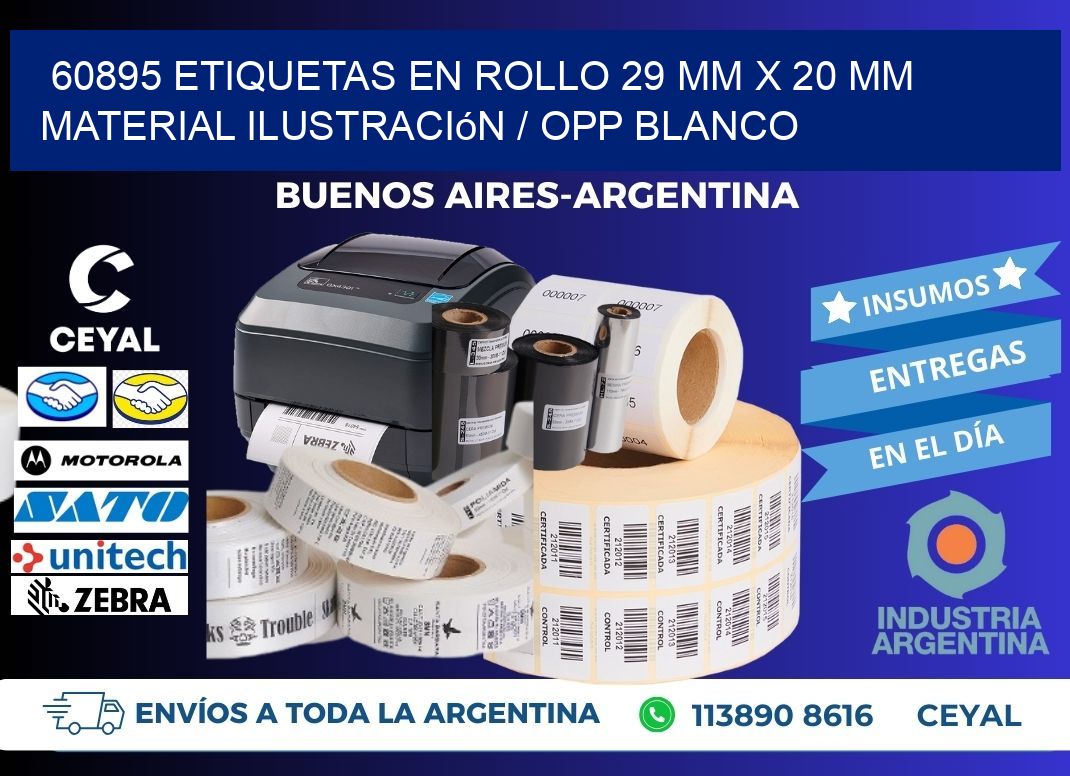 60895 Etiquetas en rollo 29 mm x 20 mm material Ilustración / OPP Blanco