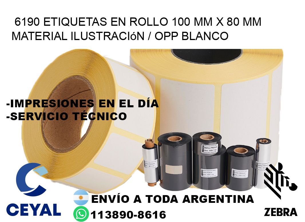 6190 Etiquetas en rollo 100 mm x 80 mm material Ilustración / OPP Blanco