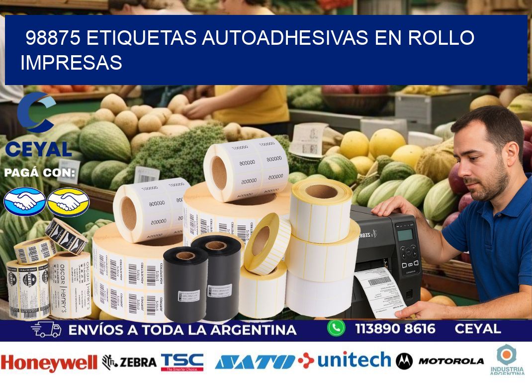 98875 Etiquetas autoadhesivas en rollo impresas