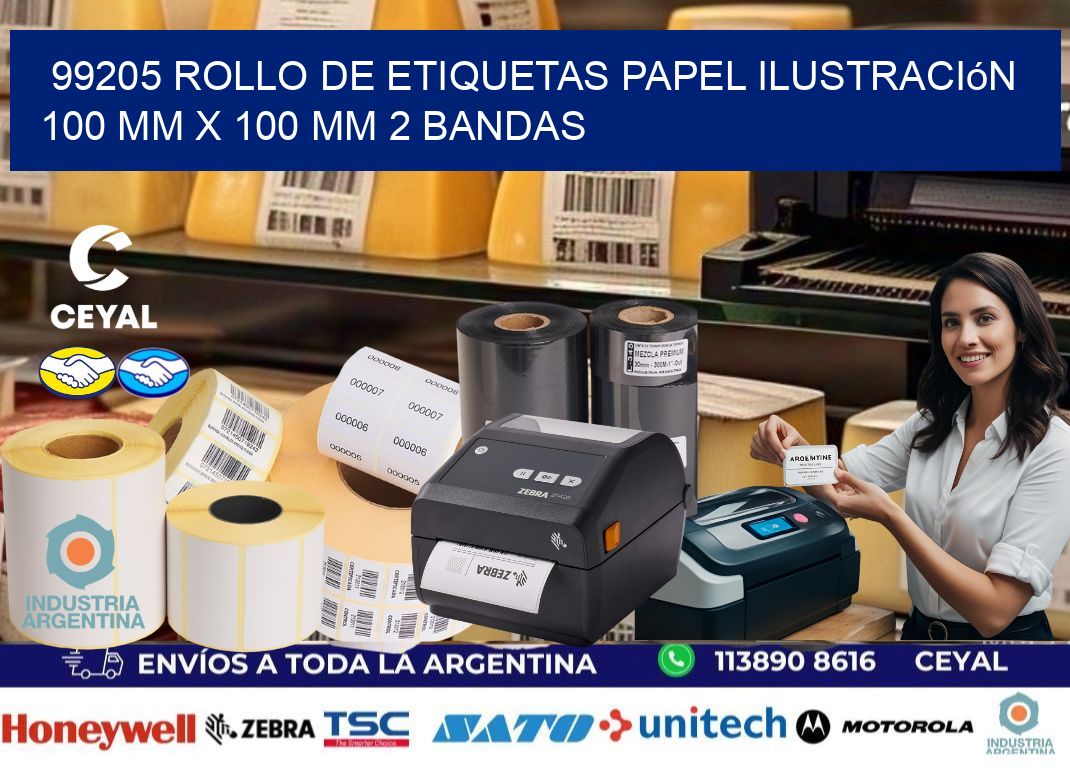 99205 Rollo de Etiquetas Papel Ilustración 100 mm x 100 mm 2 Bandas