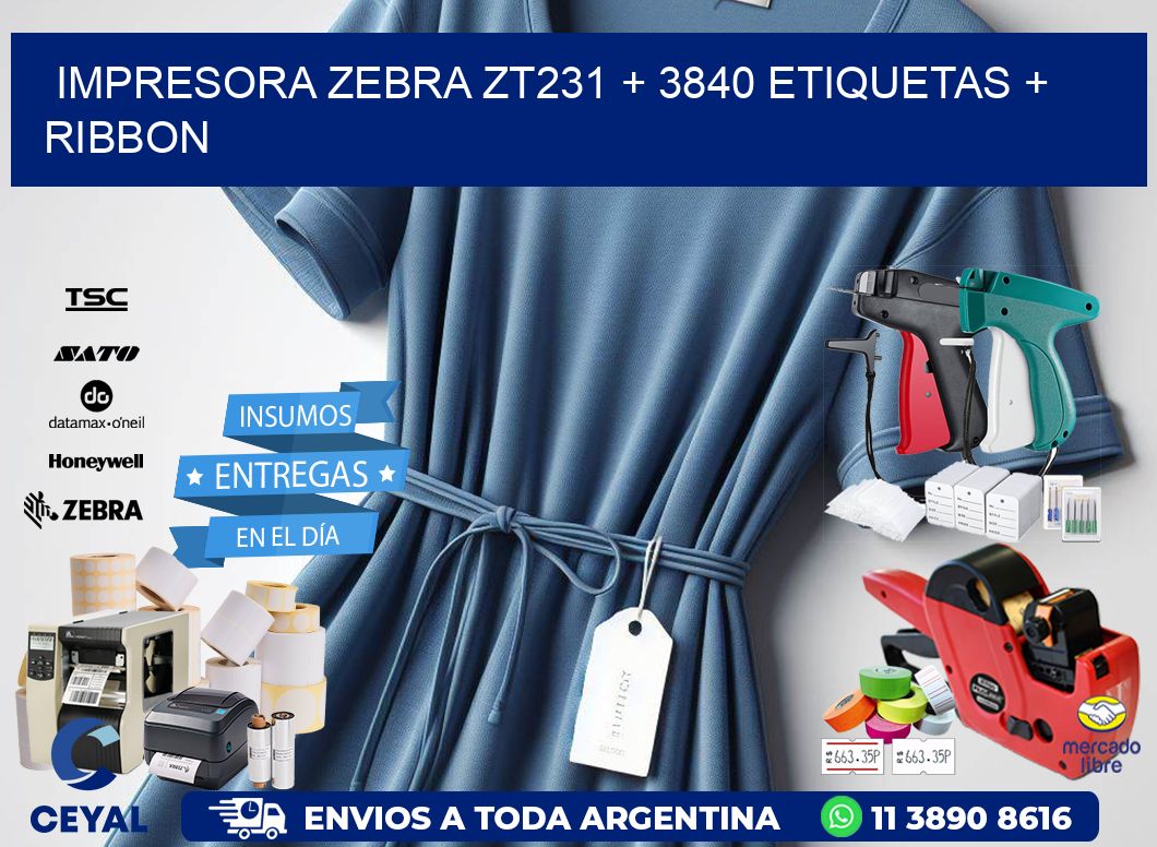 impresora zebra zt231 + 3840 etiquetas + ribbon