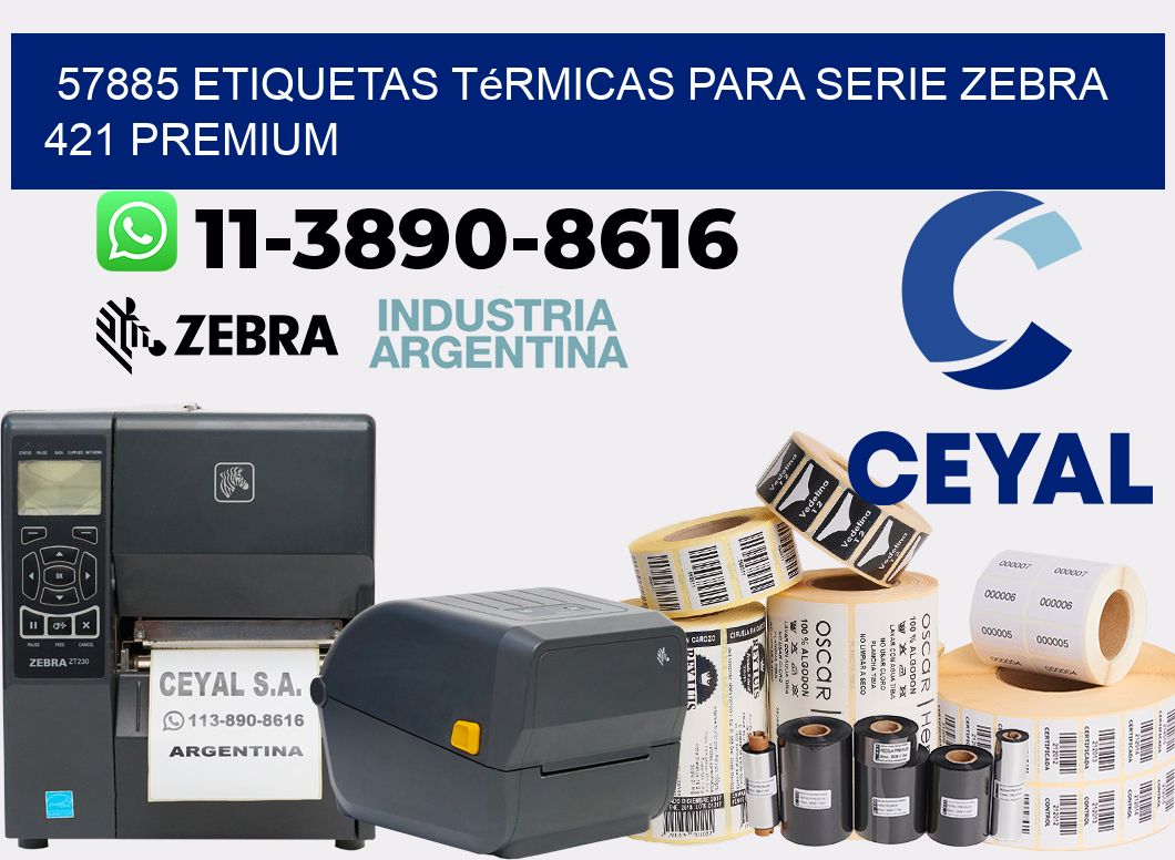 57885 etiquetas térmicas para serie zebra 421 premium